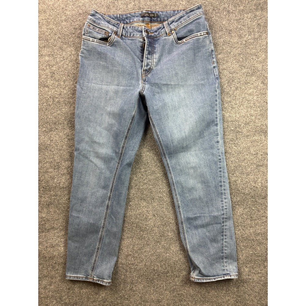 Prana Kara Jeans Women 8/29 Blue Denim Straight Leg Button Fly Medium Wash
